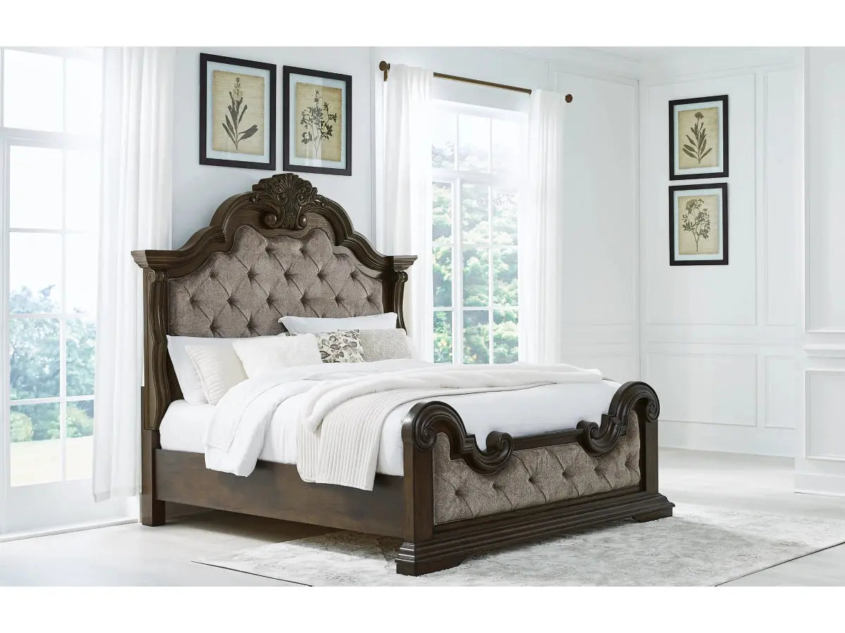 MAYLEE001:Maylee Upholstered Panel Bed, Styled