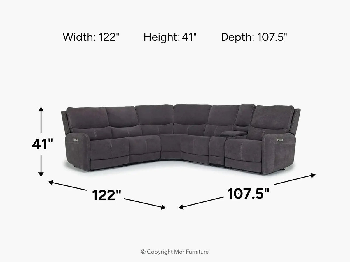 PALENCI53:Palencia 6 Piece 3 Power Sectional With 3 Power Armless Recliner,