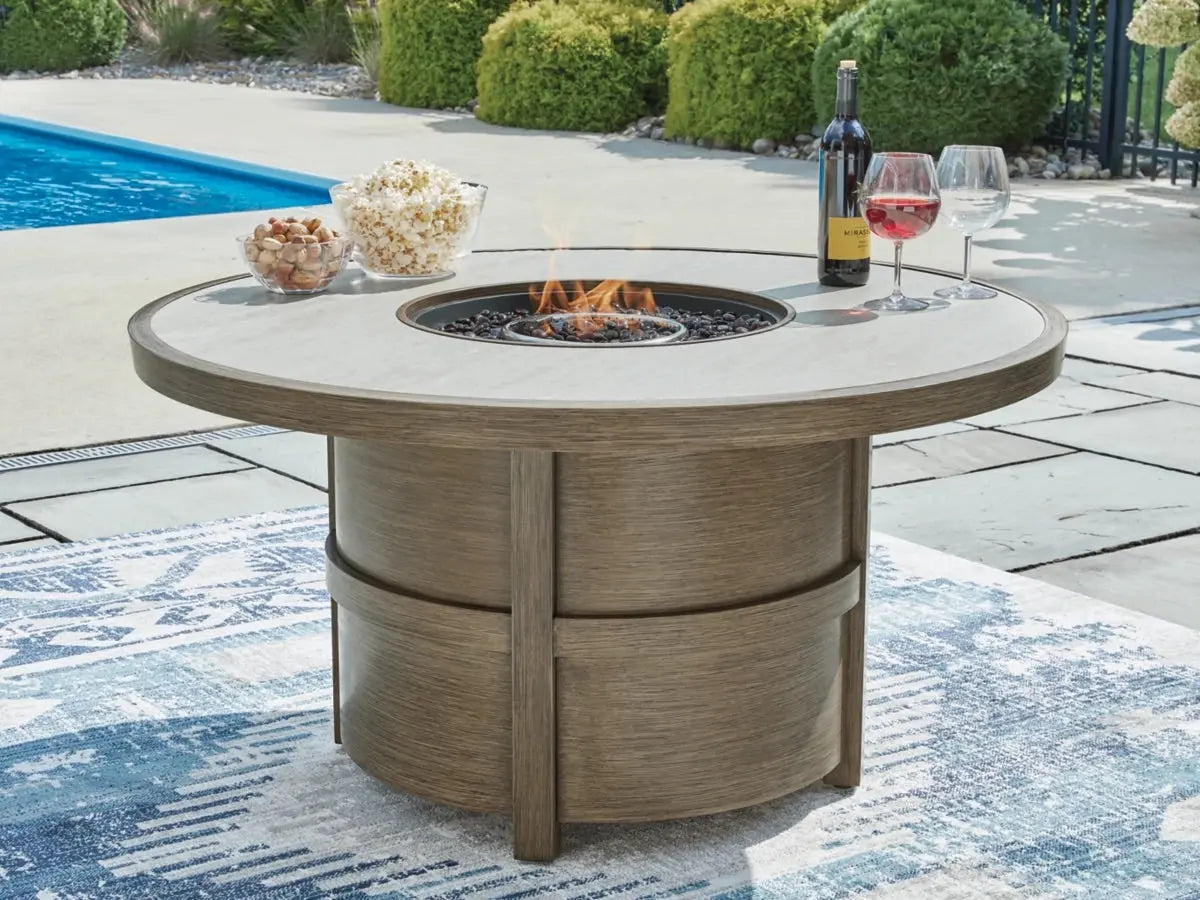 208164612:Rainier Outdoor Firepit, Styled