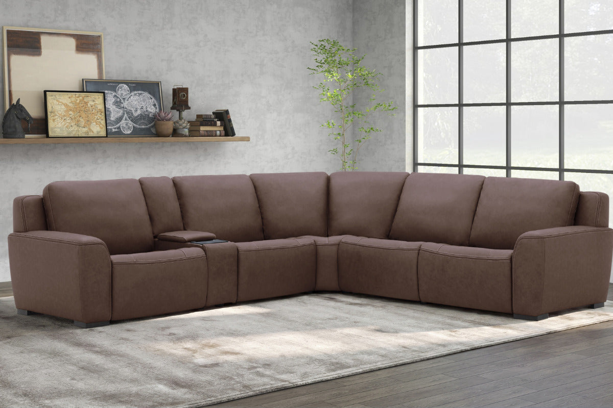 SEDONA015:Sedona 6 Piece 2 Power Sectional With 2 Power Armless Recliner, Styled