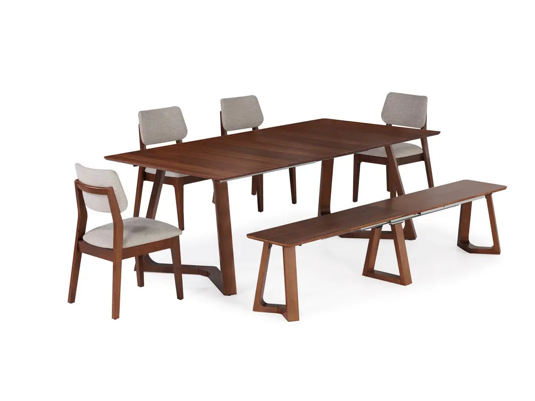 NOVADINE8:Transformer Nova Dining Table & 4 Stackable Chairs & Bench, Styled