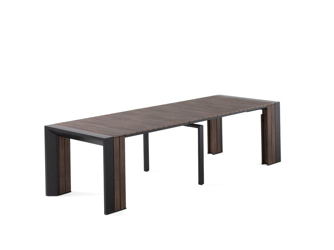 TRANSFP11:Transformer Outdoor Dining Table & 6 Chairs, Angled