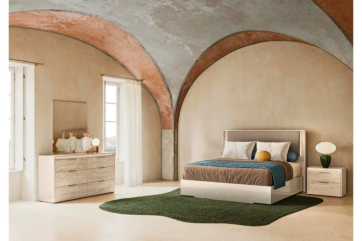 TULLIA007:Tullia Upholstered Panel Bed, Styled