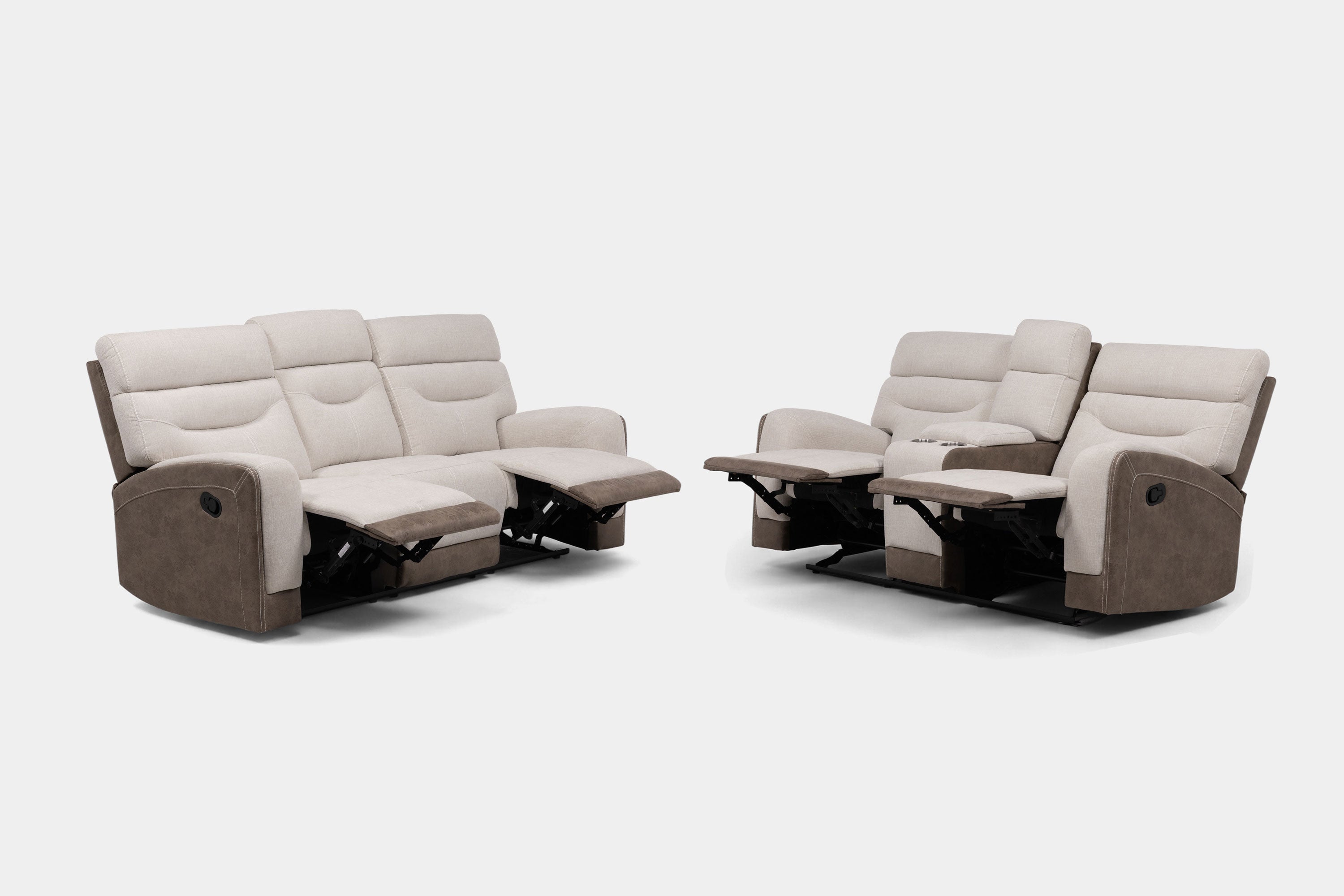 VESPID001:Vespid Reclining Sofa & Gliding Console Loveseat,  ReclinedAngled