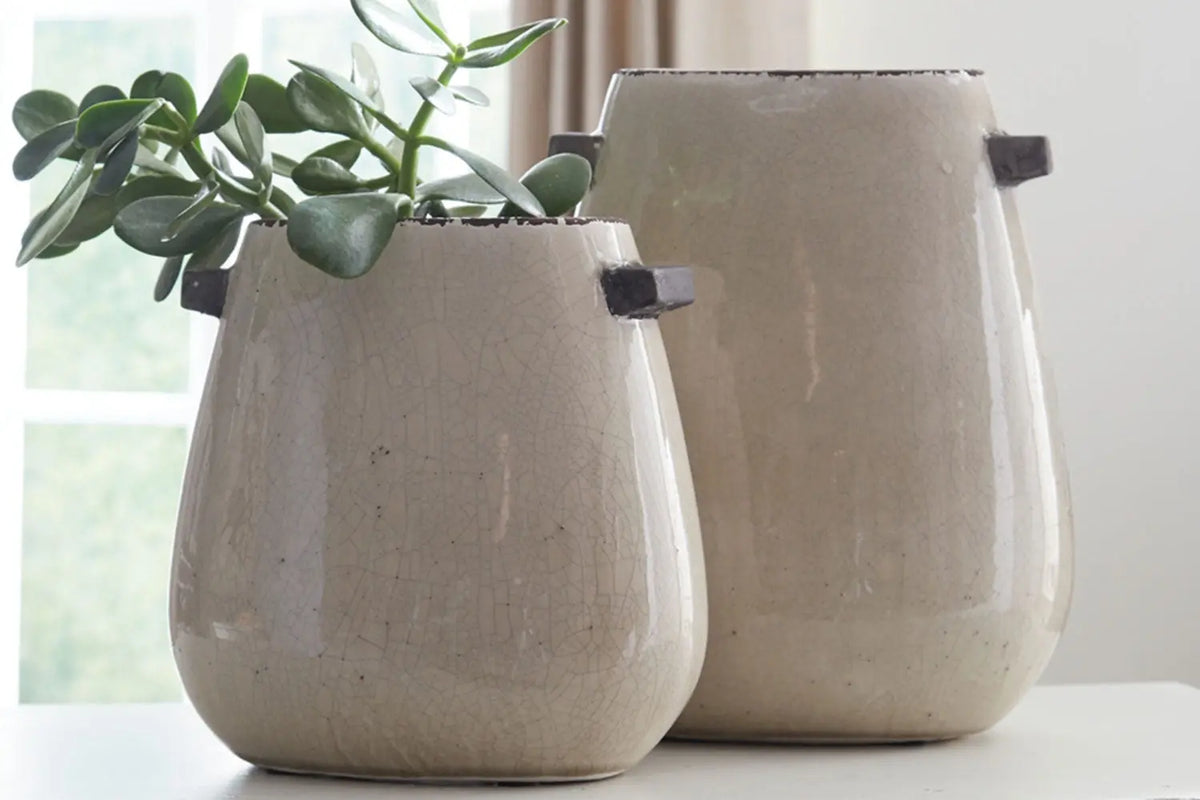 737952565:Diah Glazed Ceramic Vases in White, Set of 2, Image 2
