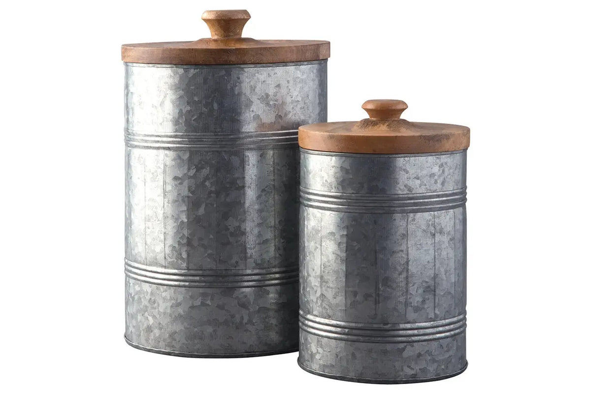 865177260:Divakar Cannisters in Gray, Set of 2, Image 1