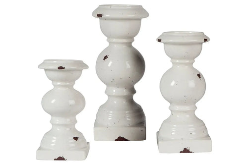 343522129:Devorah Ceramic Candleholders in White, Set of 3, Image 1