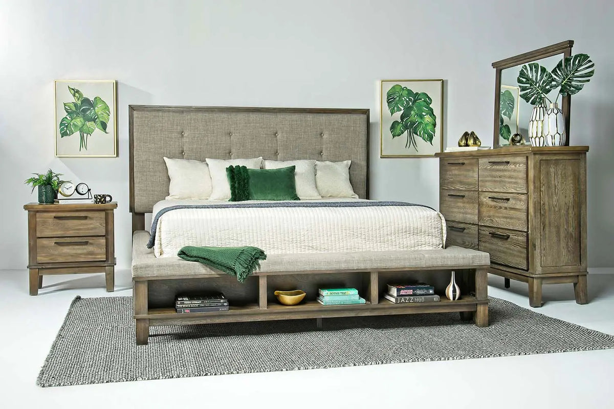 329905657:Cagney Upholstered Panel Bed w/ Storage in Gray, California King, Image 5