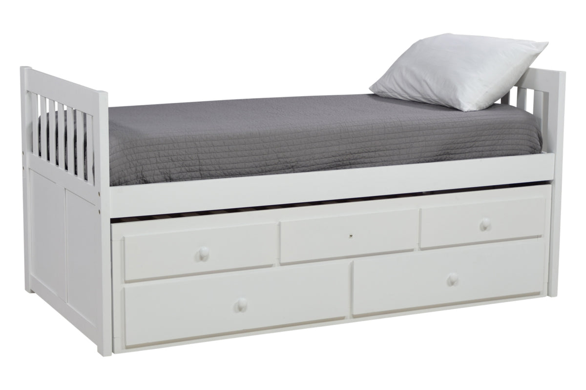 232287948:Basic Captain Bed w/ Storage in White, Twin, Image 1