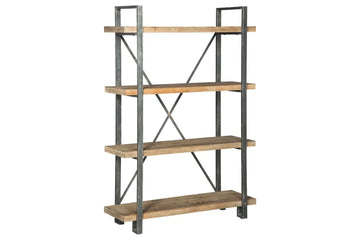 867065705:Forestmin Tall Bookcase in Natural Wood & Gray Metal, Image 1