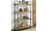 867065705:Forestmin Tall Bookcase in Natural Wood & Gray Metal, Image 2