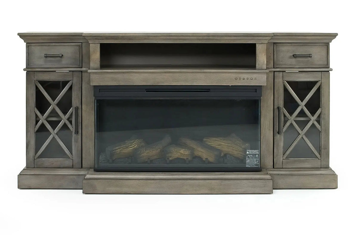459017123:Harbor Console w/ Fireplace Insert in Gray, 70 Inch, Image 3