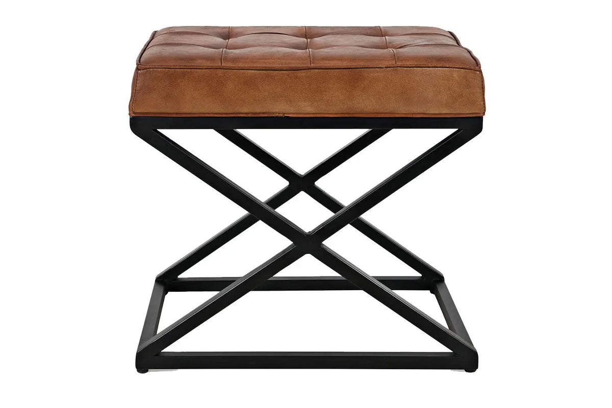 722866067:Hogan Accent Ottoman in Brown Leather, Image 2