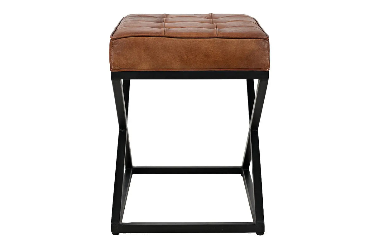 722866067:Hogan Accent Ottoman in Brown Leather, Image 3