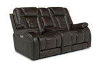 887628787:Malibu 3 Power Wireless Console Loveseat in Chocolate Leather, Image 1