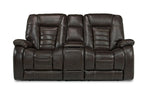 174574192:Malibu 3 Power USB Console Loveseat in Chocolate Leather, Image 2