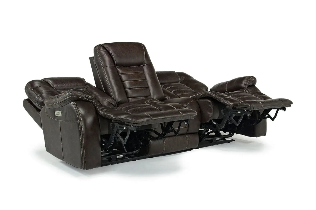 MALIBSOFA:Malibu 3 Power Sofa in Chocolate Leather, Image 4