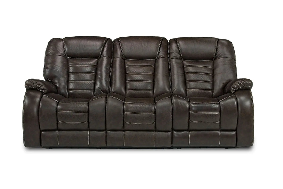 MALIBSOFA:Malibu 3 Power Sofa in Chocolate Leather, Image 2