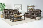 174574192:Malibu 3 Power USB Console Loveseat in Chocolate Leather, Image 5