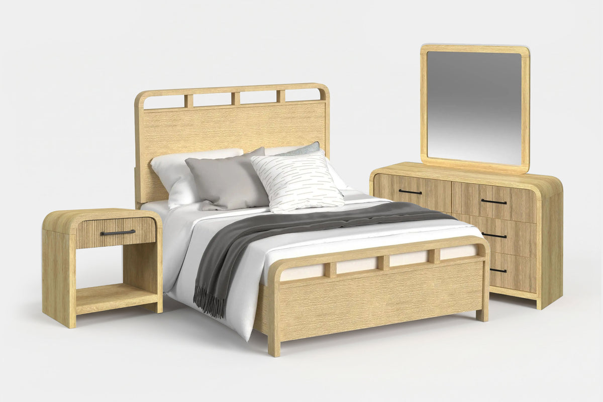 EMBER0103:Emberly Panel Bed & Dresser & Mirror & Nightstand, Angled