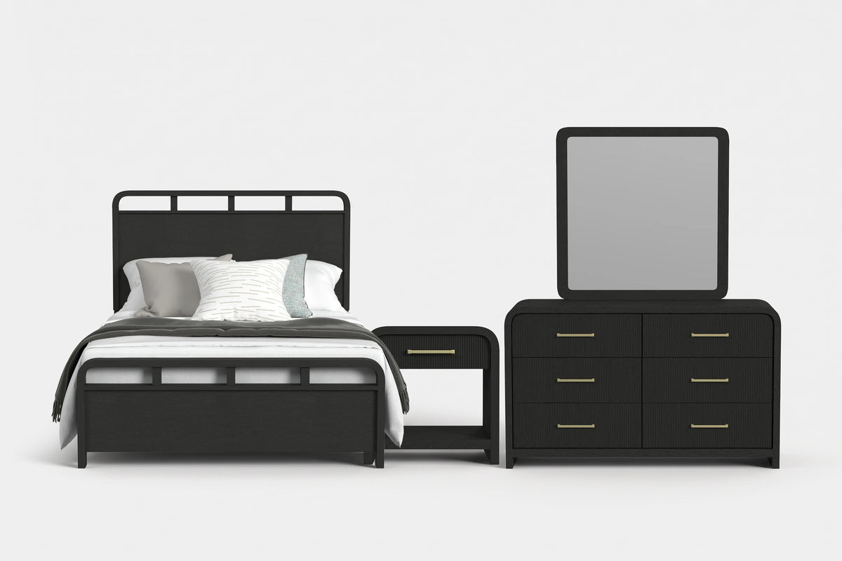 EMBER0003:Emberly Panel Bed & Dresser & Mirror & Nightstand, Front