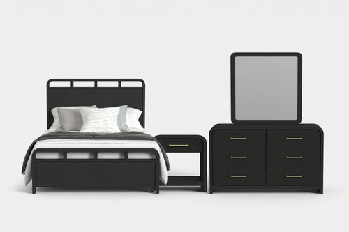 EMBER0003:Emberly Panel Bed & Dresser & Mirror & Nightstand, Front