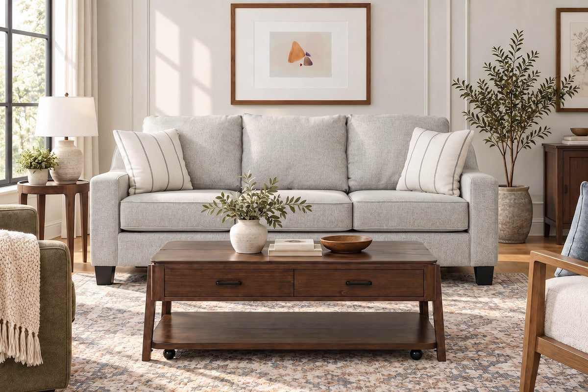 LUCY00001:Lucy Queen Sleeper Sofa With Mattress, Styled