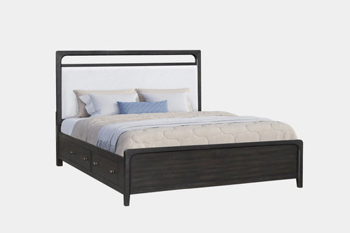 EASTON116:Easton Upholstered Panel Bed With Storage, Angled