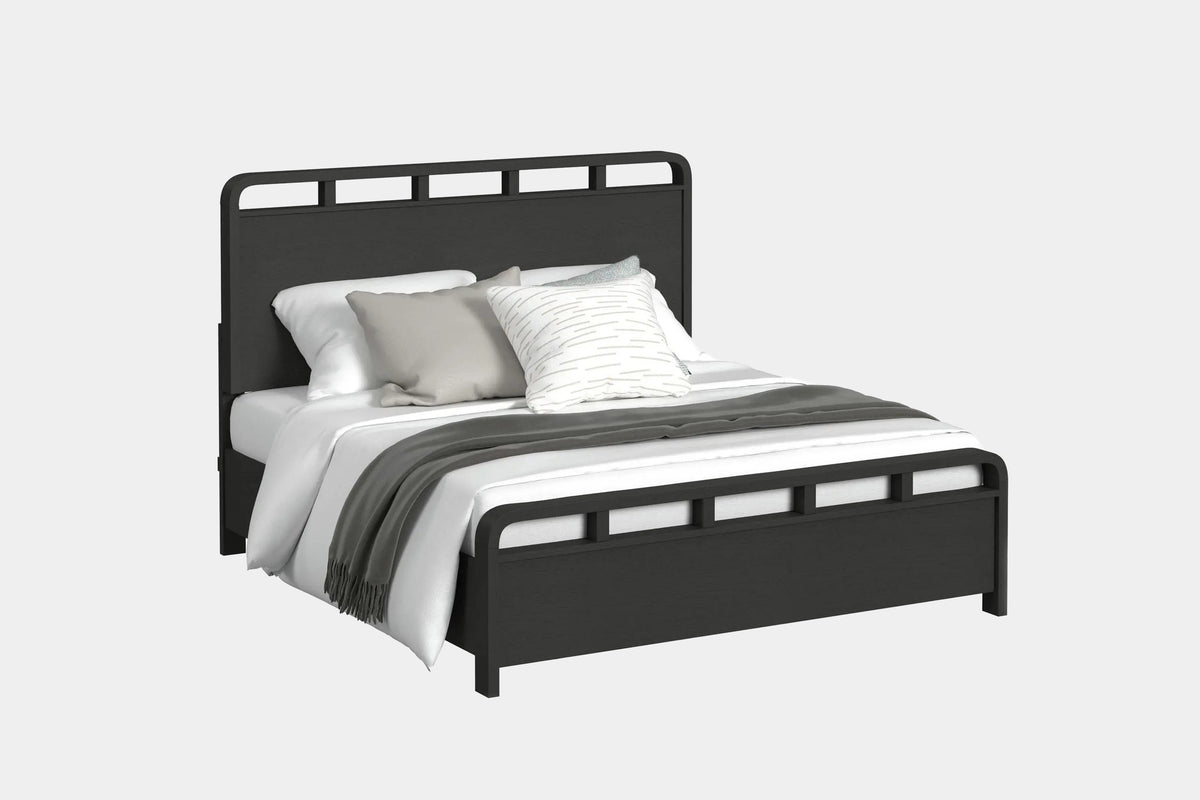 EMBER0007:Emberly Panel Bed & Dresser & Mirror & Nightstand, Angled