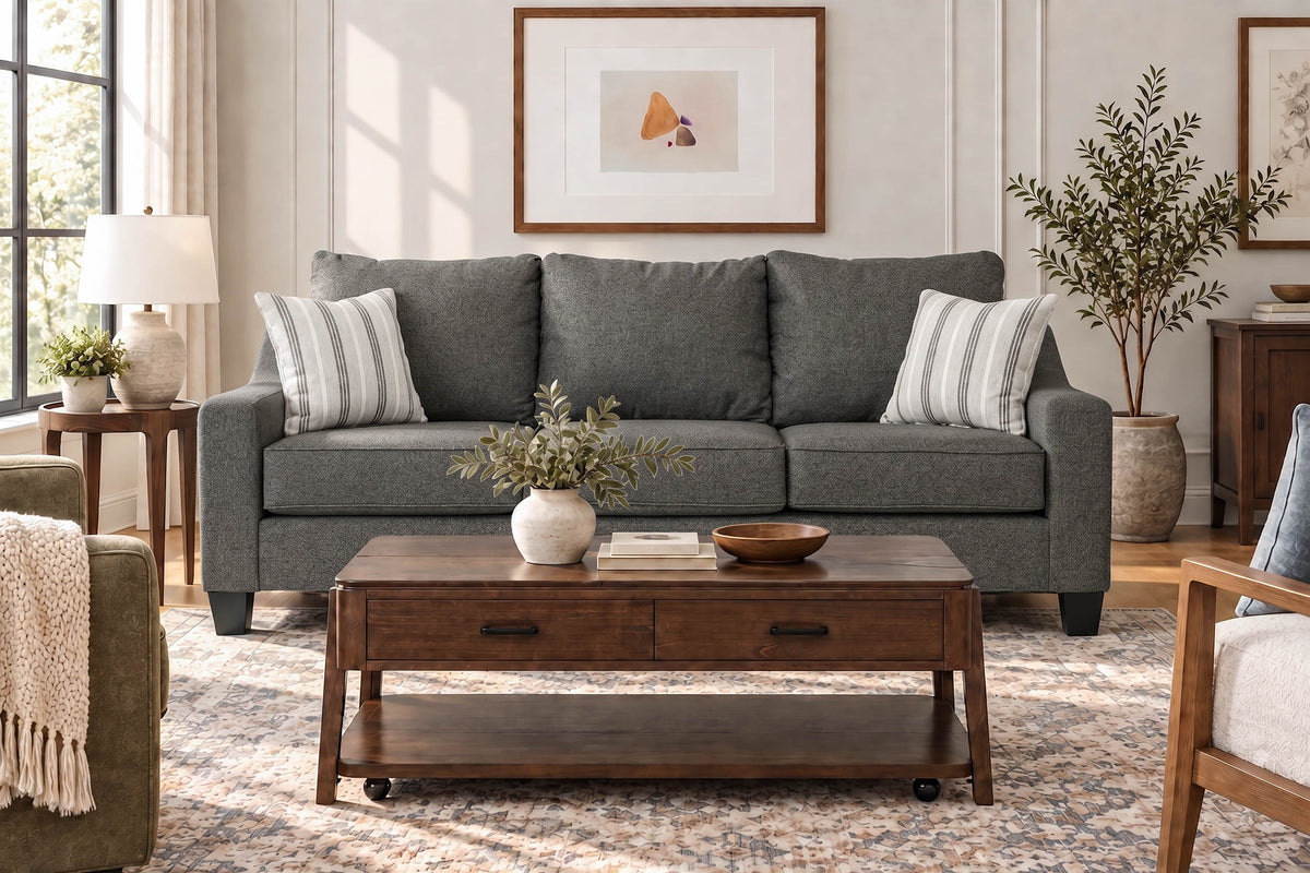LUCY00000:Lucy Queen Sleeper Sofa With Mattress, Styled