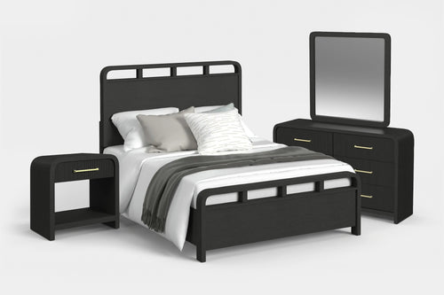 EMBER0003:Emberly Panel Bed & Dresser & Mirror & Nightstand, Angled