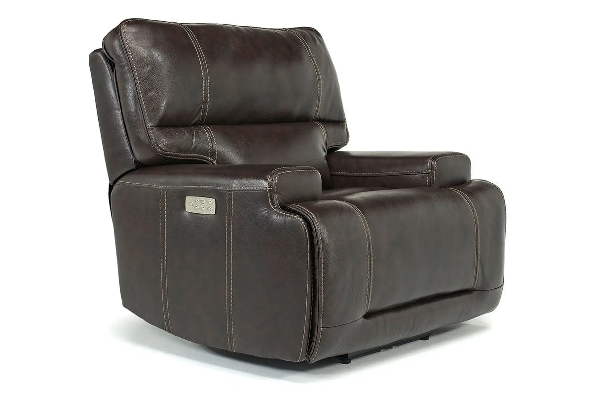 875702791:Oslo 3 Power Recliner in Dark Brown Leather, Image 1