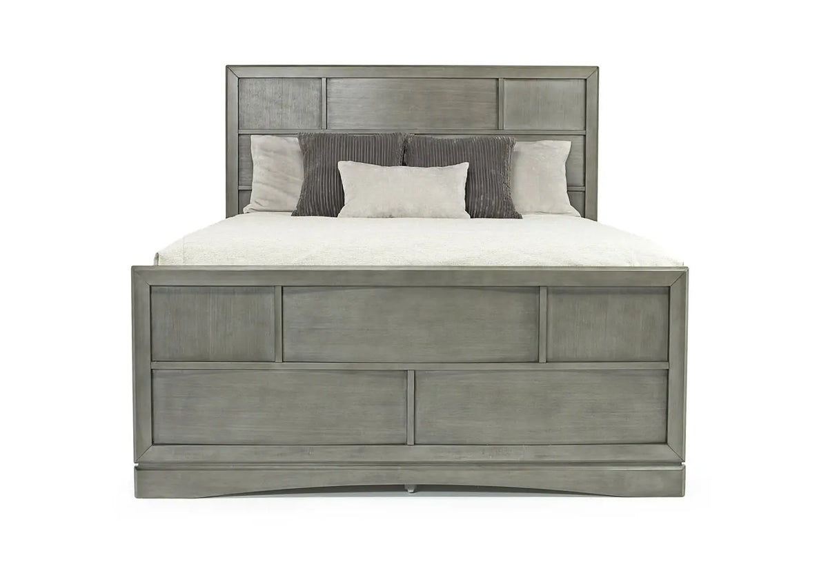TOROGRYEB:Ontario Panel Bed w/ Storage in Gray, Eastern King, Image 2