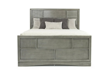 TOROGRYEB:Ontario Panel Bed w/ Storage in Gray, Eastern King, Image 2
