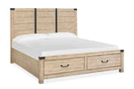 PINEOASEB:Pine Hill Panel Bed w/ Storage in Oat, Eastern King, Image 1