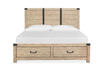 PINEOASQB:Pine Hill Panel Bed w/ Storage in Oat, Queen, Image 2