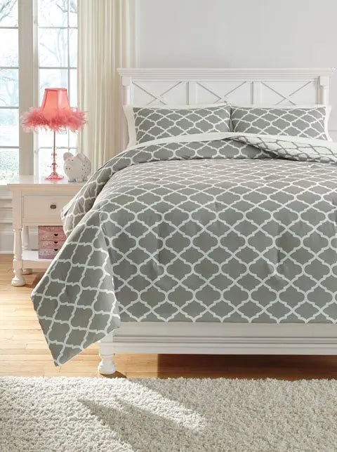 920665529:Media Comforter Set in Gray w/ White Lattice, Full, Image 1