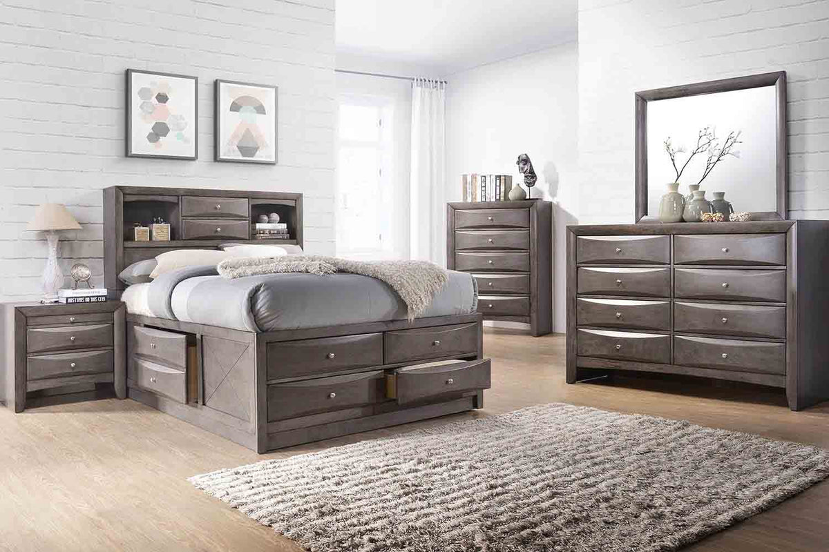 936913413:Remi Bookcase Bed w/ Storage in Gray, Queen, Image 4
