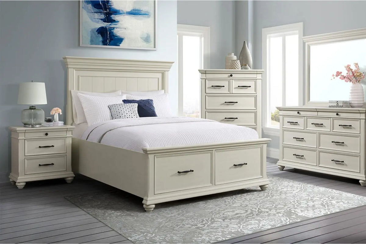 402901962:Slater Panel Bed w/ Storage in White, Queen, Image 3